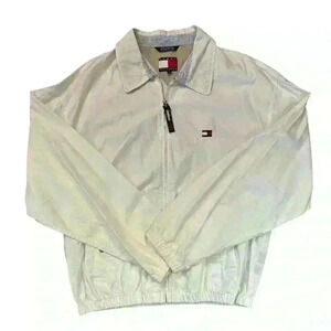 Vintage WHITE TOMMY HILFIGER lightweight cotton zip up JACKET XL Never worn!